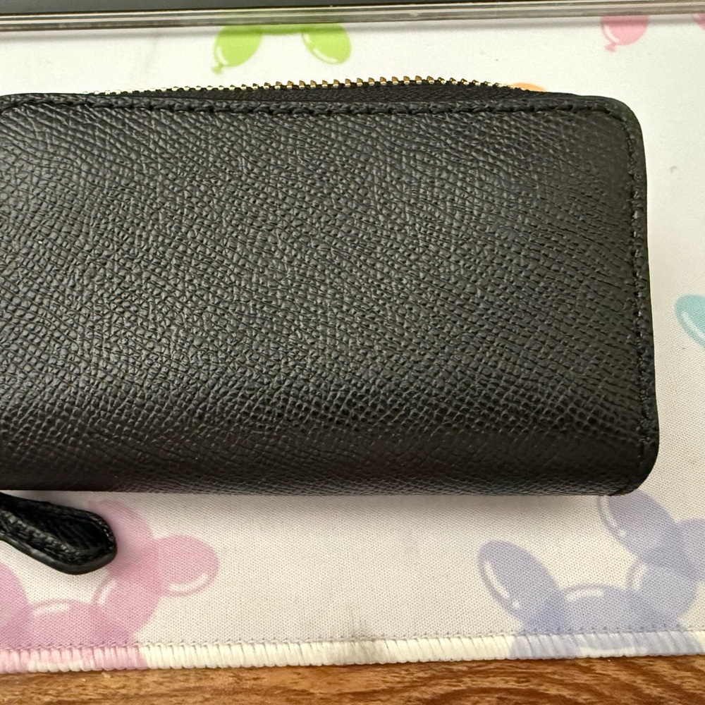COACH Black Leather Zip Card Case Wallet - Picture 7 of 9